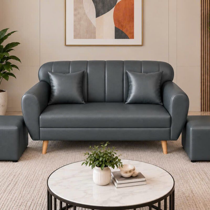 Sofa Mini Xinh Giá Sốc – Băng 1m7 Kèm 2 Đôn, Da PU Nhiều Màu